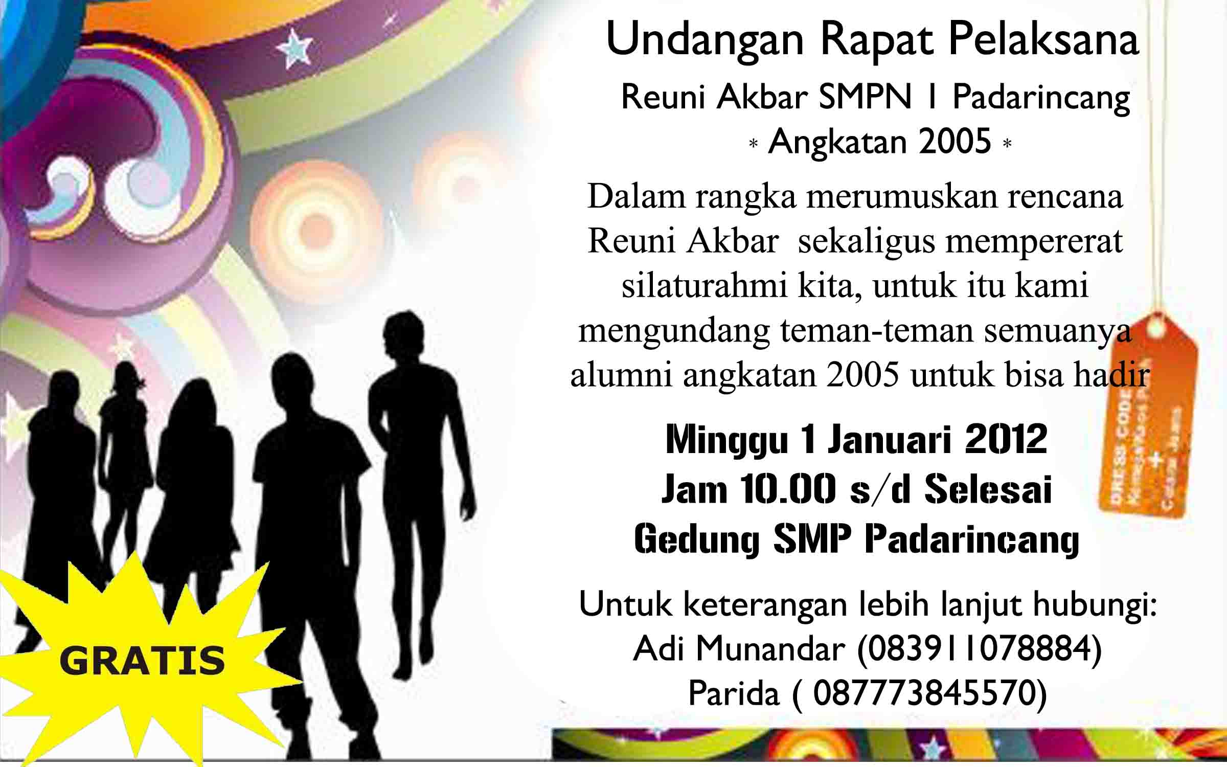 Undangan Rapat Pelaksana Reuni Akbar 2005 Adi Munandar
